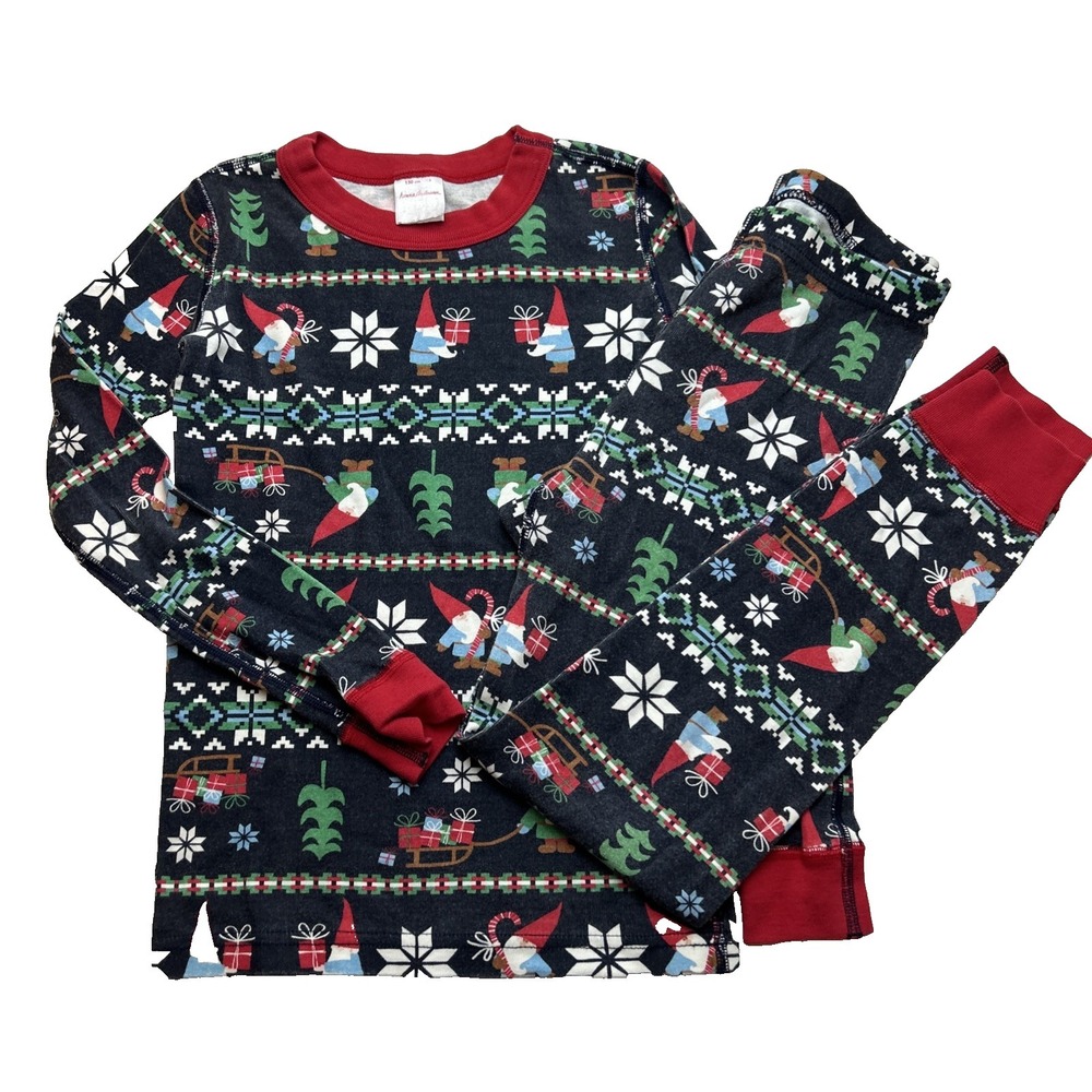 Hanna Andersson Kids Boys Pajamas Size 8 Christmas Gnome 2 pc Set Holiday Cotton
